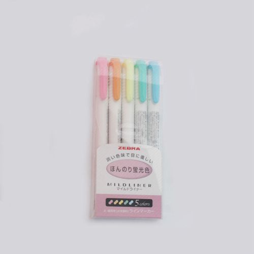 Zebra Mildliner Double-Sided  Highlighter Pens Marker 5 Fluorescent Colors Set