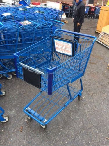 Large shopping cart blue metal used store fixtures warehouse wholesale club size for sale
