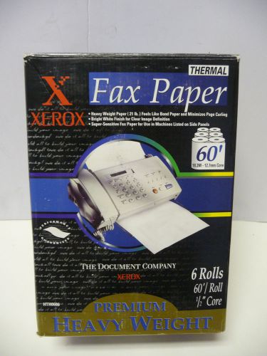 New Xerox Fax Paper 6 Rolls 60&#039; Per Roll 1/2&#034; Core Thermal NEW In Box