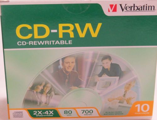 Lot of 3 Packages Verbatim CD-RW Discs, 700MB/80min, 2X/4X, Slim Jewel Case