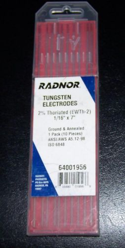 Radnor Tungsten Electrodes 2% Thoriated 1/16 x 7 &#034; pkg. of 10 64001956