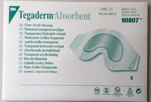 3m tegaderm #90807 box of &#034;5&#034; absorbent clear acrylic dressing 6 5/8&#034; x 7 1/2&#034; for sale