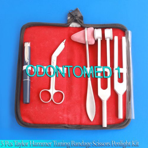 5 pcs Taylor Hammer Mallet Tuning Forks C128 c512 Bandage Scissors Penlight Kit