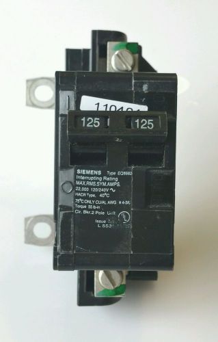 Siemens circuit breaker 2 poles type eq8682 125 amp max 120/240v 22000 for sale