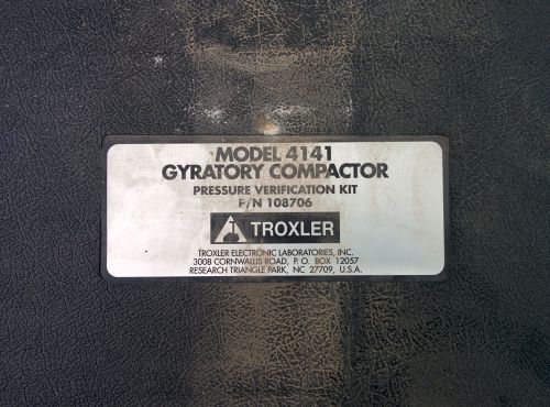 Troxler Gyratory Compactor 108706 Pressure Ver Kit 108870 Calibration Load Cell