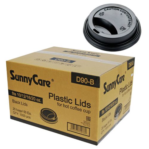 SunnyCare 12, 16, 20 oz. Black Plastic Travel Lid 1000 / Case
