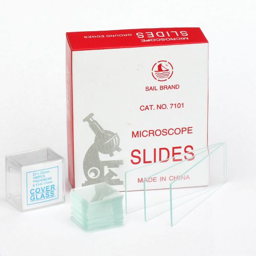 72 pre-cleaned blank microscope slides and 100 square cover glass for sale