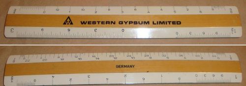 6 INCH WOODEN SCALE - &#034;WESTERN GYSUM LTD&#034; - MADE IN GERMANY