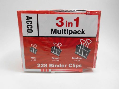 Acco Binder Clips Multipack 3 in 1 228 Count - 24 Medium 108 Small 96 Mini