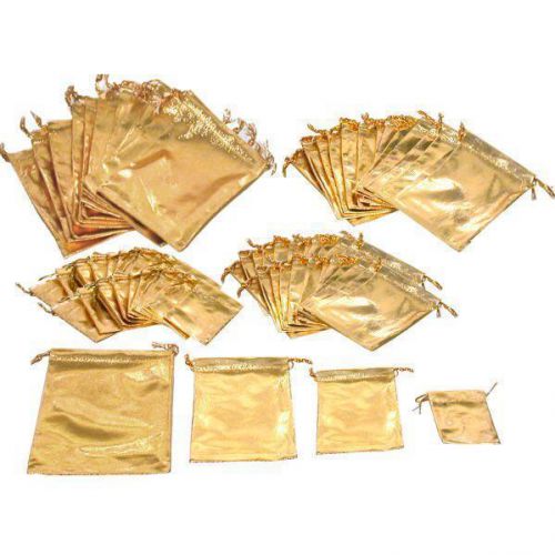 72 Gold Pouch Jewelry Gift Bags 4 Sizes