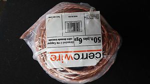 New cerrowire 50ft 6/1 stranded bare copper grounding wire #6 awg 50&#039; feet 6 ga for sale