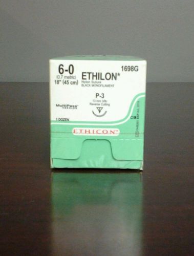 New Ethicon Ethilon 6-0 18&#039;&#039; 1698G P-3 13mm reverse cutting