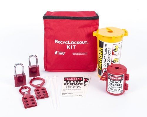 Zing green products zing 2733 recyclockout lockout tagout kit with aluminum for sale