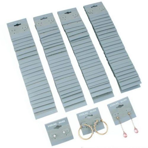 100 soft grey sterling silver earring cards 1.5x1.5&#034; for sale