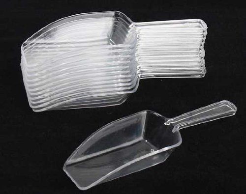 Package of 12 Clear Hard Plastic Candy Scoops for Candy Buffets, Parties, and