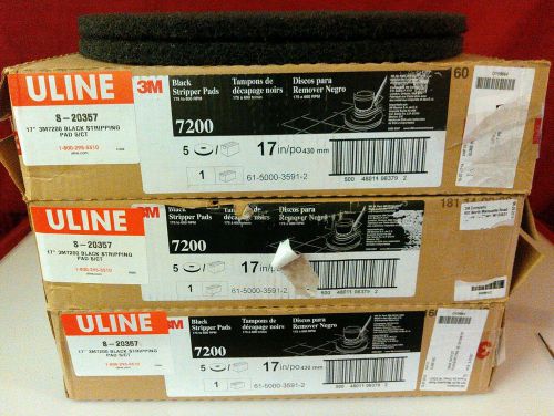 3M 7200 17&#039;&#039;/po 430mm Black Floor Stripper Pads 175 to 600 RPM 5/ct pack