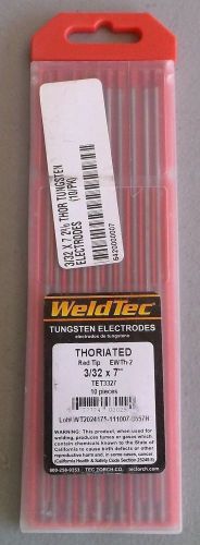 Weldtec Thoriated Tungsten Electrodes 3/32&#034; x 7&#034; Red Tip 10 Pack