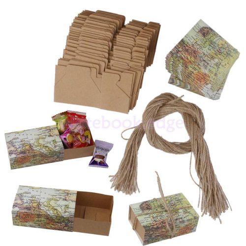 50PCS Paper Candy Box with Rope Wedding Bridal Party Prom Favors Gifting Box