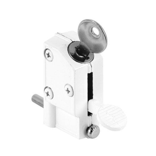 Prime-Line Products U 9884 Sliding Door Lock, Keyed, Step-on, White Finish