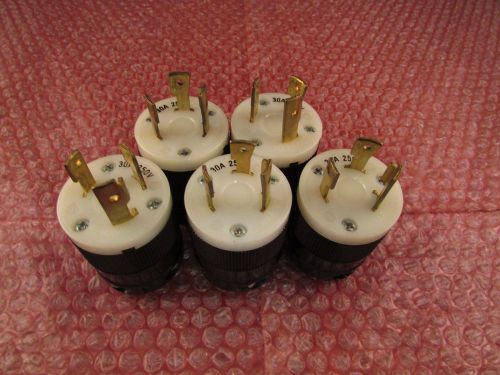 *lot of 5* l6-30 -marinco twist-lock male ac plugs (2p2w,30a,1phase250v,l6-30p) for sale