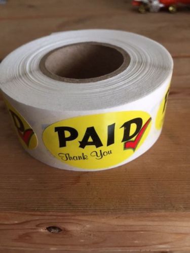 1.25&#034; x 2&#034; PAID THANK YOU MERCHANDISE LABELS 500 PER ROLL GREAT STICKERS
