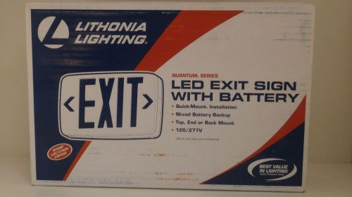 LITHONIA LIGHTING QUANTUM LED EXIT SIGN W/BATTERY 120/277V  LQM S W 3 R *NIB*