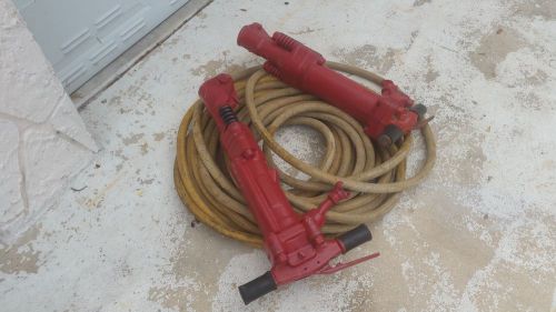 Two pneumatic pavement breaker ingersoll rand pb8a jack hammer 114 + hose + bits for sale
