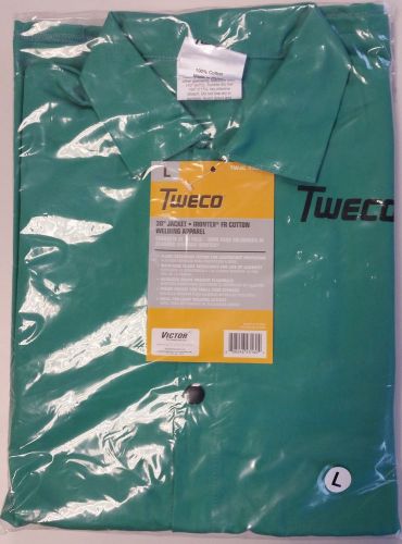 Tweco 30&#034; 9oz Green FR Cotton Welding Jacket - Large (Qty of 3)