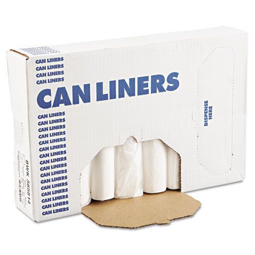 High-Density Can Liners, 38 x 58, 60gal, 14 Micron, Clear, 25/Roll, 8 Rolls/CT
