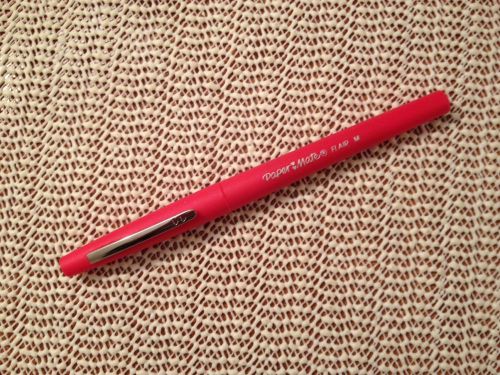 One (1 Pen) Paper Mate RED Flair Porous-Point Felt Medium Tip (BUY 2 GET 2 FREE)