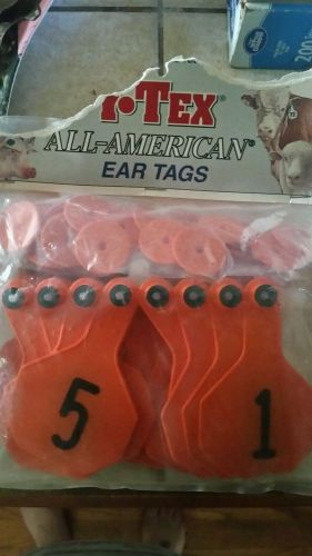 BAG of 25 YTEX Y-TEX ALL AMERICAN LIVESTOCK EAR TAGS 3 STAR ORANGE  #76-100