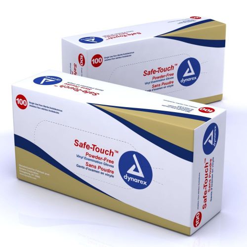 Case 1000 safe-touch vinyl exam glove powder free large 10x100/box dynarex 2613 for sale