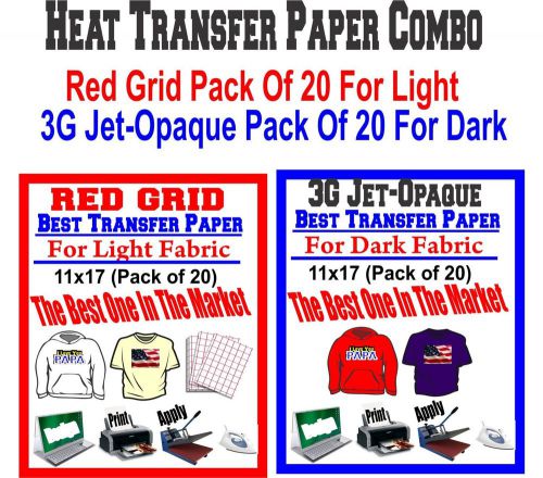 Heat transfer paper red grid for light 3g jet opaque for dark pk of 20ea 11x17 for sale