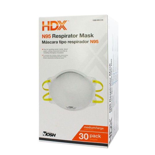 HDX N95 Disposable Protective Safety Respirator Breather Box (30-Pack)