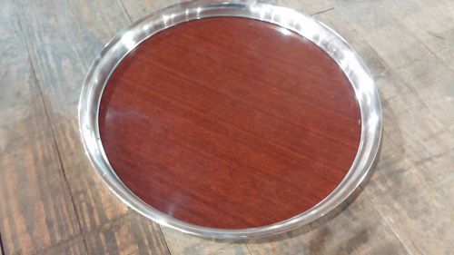 Presentation serve Tray North Shore country Club 1960&#039;s silver rim laquered wood
