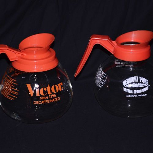 2 CARAFE COFFEE POT COMMERCIAL GLASS 12 CUP- BUNN &amp; OTHERS Orange DECAF COFFEE