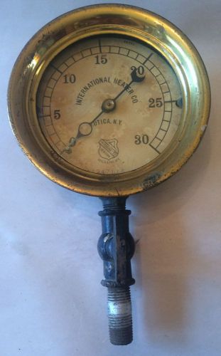 Ashcroft brass face gauge international heater co utica ny psi 0 - 30 vintage for sale