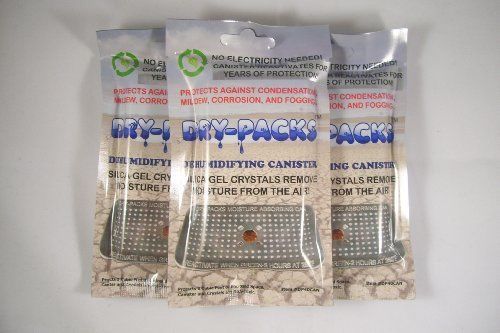 3 pack of 40 gram aluminum silica gel desiccant canister by dry-packs® - &amp; for sale