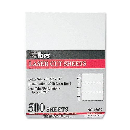 TOPS Laser Cut Sheet Paper, Perforated Every 3-2/3 Inches, 8.5 x 11 Inches, 20