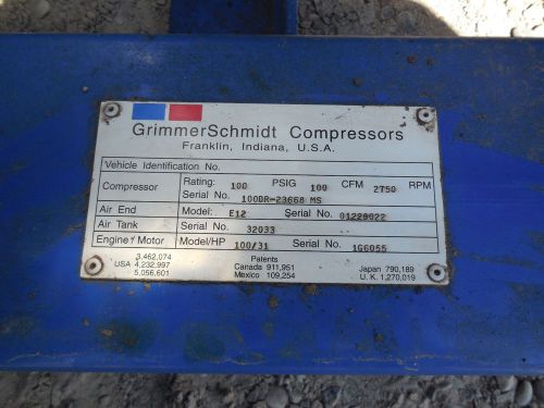 GRIMMER SCHMIDT, AIR COMPRESSOR, 100DR-23668 MS