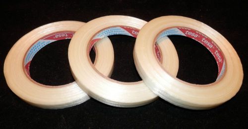&#034;TESA&#034; (3) Rolls 1/2&#034; x 60 Yds Filament Strapping Tape Fiberglass Packing Tapes
