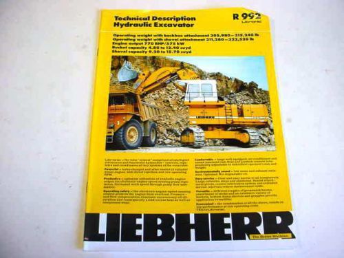 Liebherr R992 Hydraulic Excavator Color Brochure