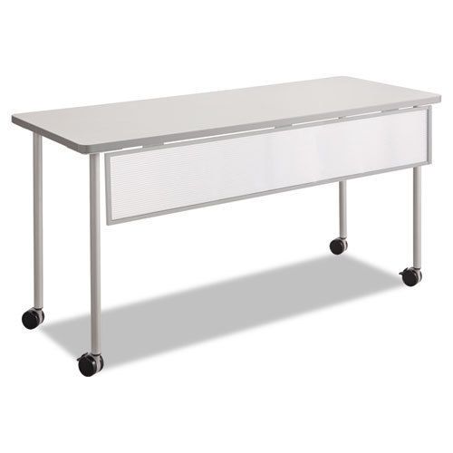 Safco impromptu modesty panel, polycarbonate/steel, 54w x 1d x 9h, silver for sale