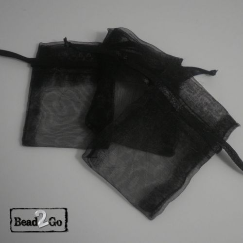 10pc Black Organza Gift Jewellery Bags with Ribbon Drawstring- Jewellery Pouches