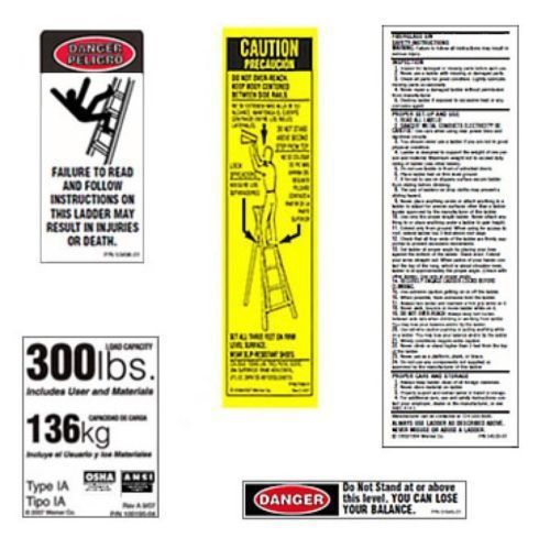 Werner fiberglass step ladder labels (model lfs100-300) - 6 pack for sale