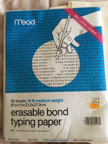 Mead  25% cotton Erasable Typing Typewriter Paper 80 sheets + 40 Bonus Sheets