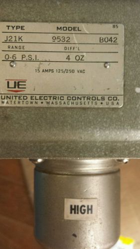 UNITED ELECTRIC J21K-9532, 0-6 PSI, 4 OUNCES