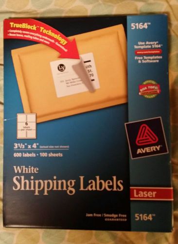 Avery 5164 Shipping Labels Box of 100 White 3 1/3&#034; x 4&#034;