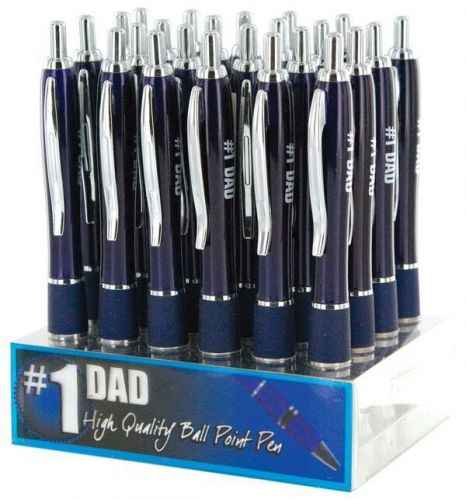 24 Pc. DAD IMPRINTED BLUE BALL POINT PEN DISPLAY Wholesale Lot / Resale Pens