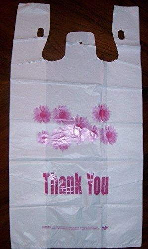 EagleBag Grocery and Retail T-shirt Shopping Bag 1/6 Size Daisy Print Thank You